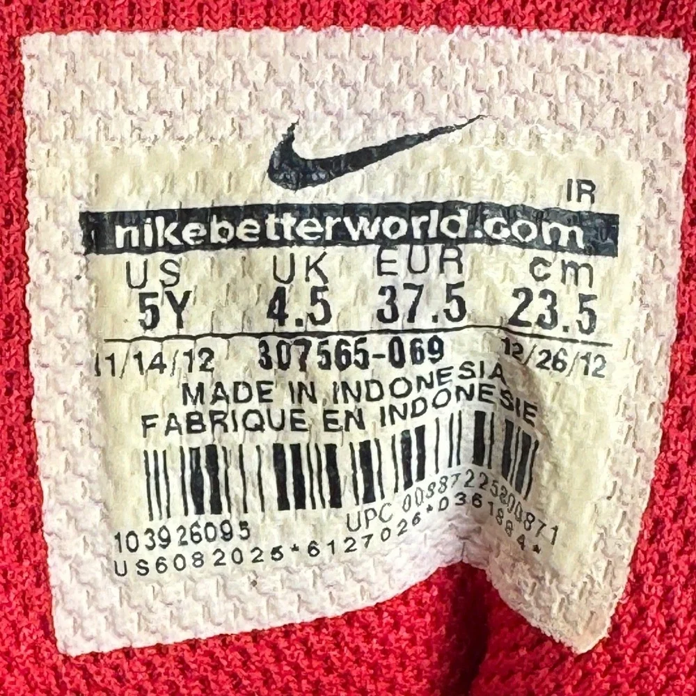 Nike Air Max 95 Kids 5Y Grey Red Athletic‎ Running Shoes 307565-069